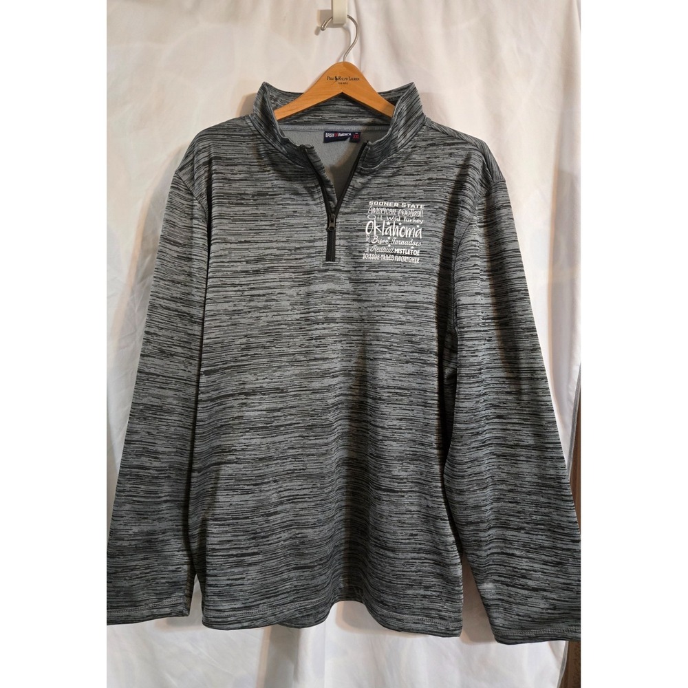 Men's Basix of America 1/4 zip pullover jacket featuring Oklahoma Size XXL